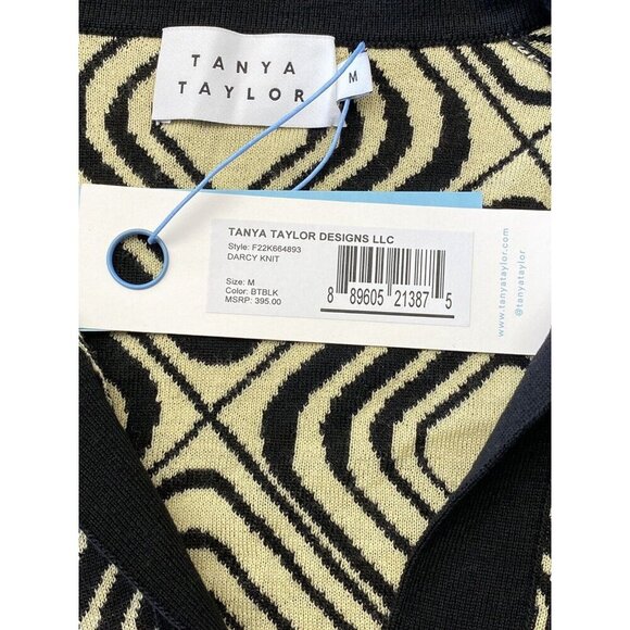 Tanya Taylor Sz M Knit Skirt Set Sweater Geometric Merino V-Neck Midi Luxury New - Picture 4 of 9